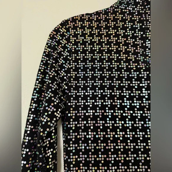 L'AGENCE Cher Black Sparkle Turtleneck Mini Dress, pre-owned, size XS/T - Picture 5 of 8